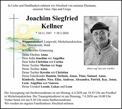 Traueranzeige Joachim Kellner
