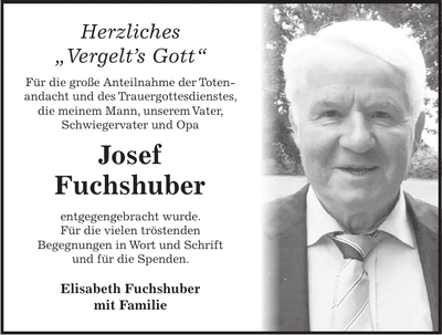 Traueranzeige Josef Fuchshuber