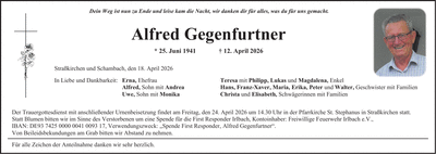 Traueranzeige Alfred Gegenfurtner