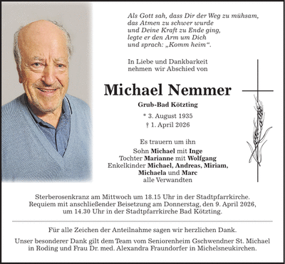 Traueranzeige Michael Nemmer