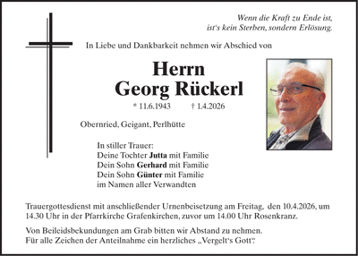 Traueranzeige Georg Rückerl