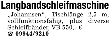 Langbandschleifmaschine