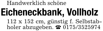 Handwerklich schöneEicheneckbank, Vollholz112 x 152 cm, günstig f. Selbstabholer abzugeben. _ 0175/3525974