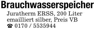BrauchwasserspeicherJuratherm ERSS, 200 Literemailliert silber, Preis VB_ 0170 / 5535944